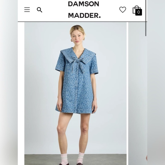 Damson Madder. Goldie Dress Denim Leopard Laser NEW W/TAG Sold out Size 4 - Picture 1 of 7
